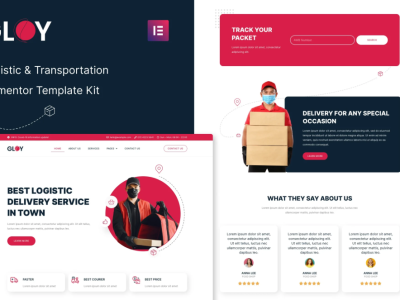 Gloy - Logistic & Transportation Delivery Elementor Template Kit
