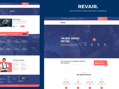 Revair - Auto Mechanic & Repair Elementor Template Kit