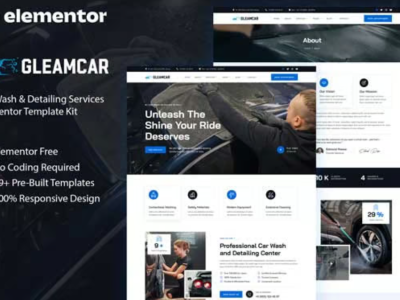 Gleamcar - Car Wash & Detailing Service Elementor Template Kit