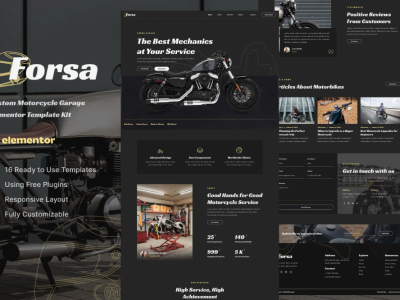 Forsa - Custom Motorcycle Garage Elementor Template Kit