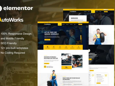 AutoWorks - Car Repair & Auto Services Elementor Template Kit