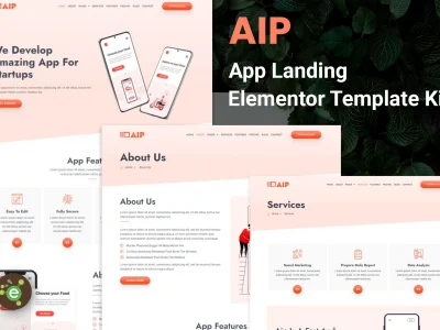 Aip - App Landing Elementor Template Kit