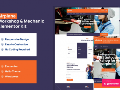 Airplane - Mechanic Workshop Elementor Template Kit
