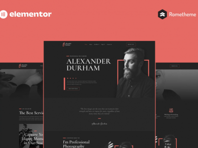 Alexander Durham - Portfolio Photography Elementor Pro Full Site Template Kit