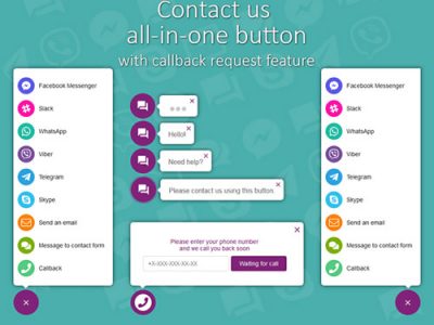 All in One Support Button + Callback Request. WhatsApp, Messenger, Telegram, LiveChat and more…
