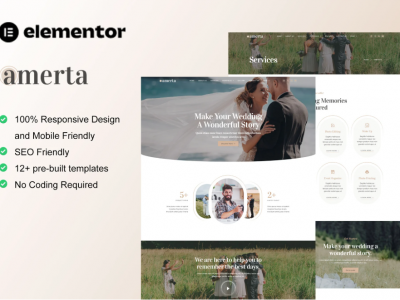 Amerta - Wedding Photography Service Elementor Template Kit