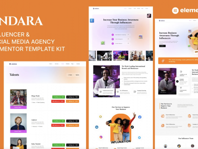 Andara - Influencer & Social Media Agency Template Elementor