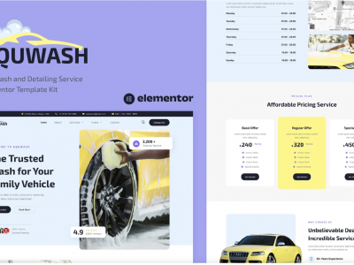Aquwash - Car Wash and Detailing Service Elementor Template Kit