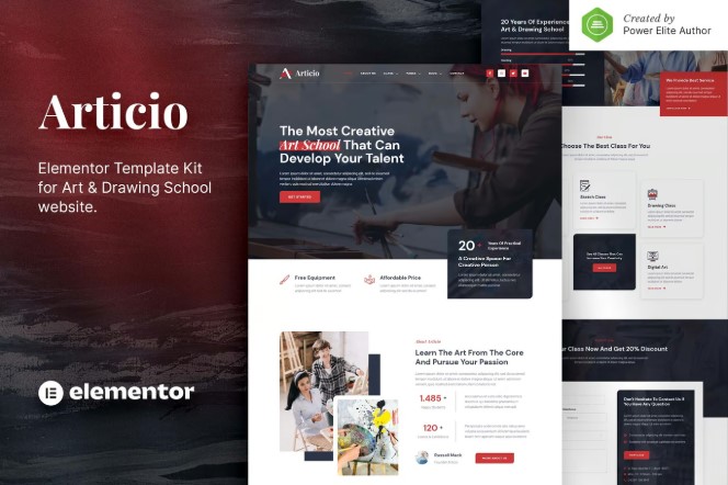 Articio – Art & Drawing School Elementor Template Kit