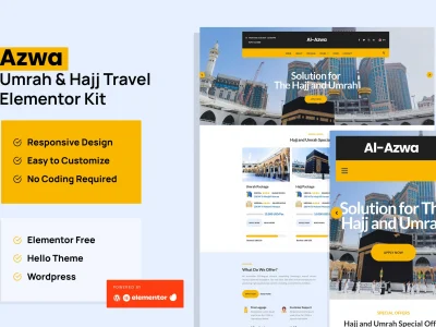 Azwa - Umrah & Hajj Tour Travel Elementor Template Kit