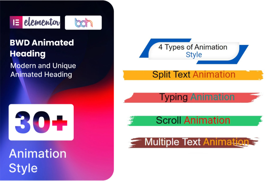 BWD Animated Heading addon for elementor