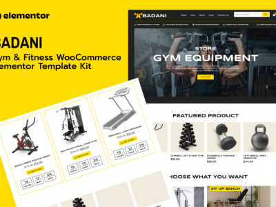 Badani - Gym Fitness Equipment Shop & Store WooCommerce Elementor Pro Template Kit