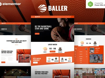 Baller – Basketball Team & Sports Club Elementor Template Kit