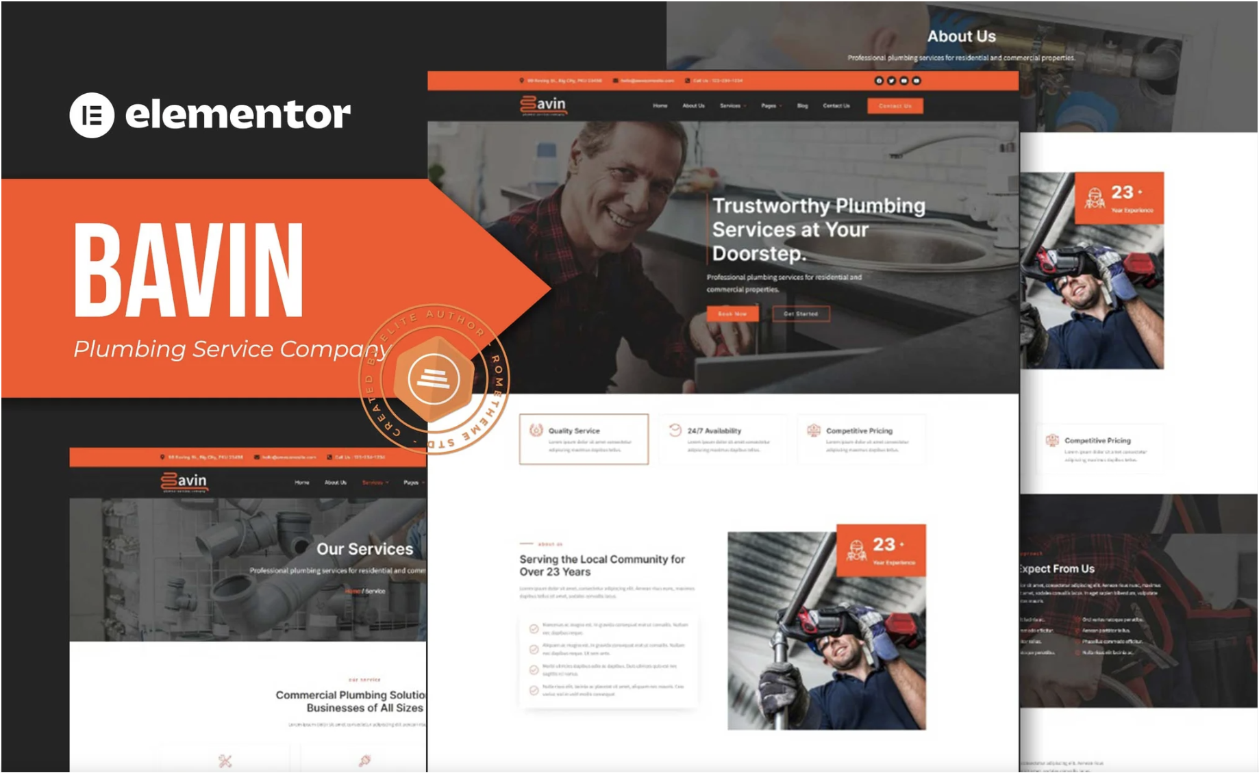 Bavin - Plumbing Service Company Elementor Template Kit