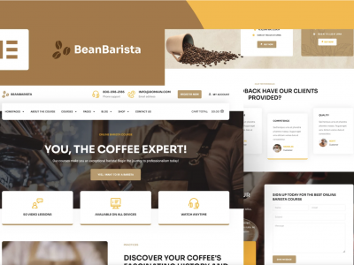Bean Barista - Online Barista Course Elementor Pro Template Kit