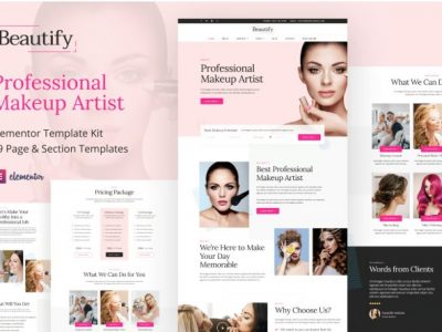 Beautify - Makeup Artist & Hair Stylist Elementor Template Kit
