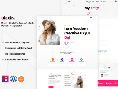 Bioxin - Single Freelancer CV & Portfolio Elementor Template Kit