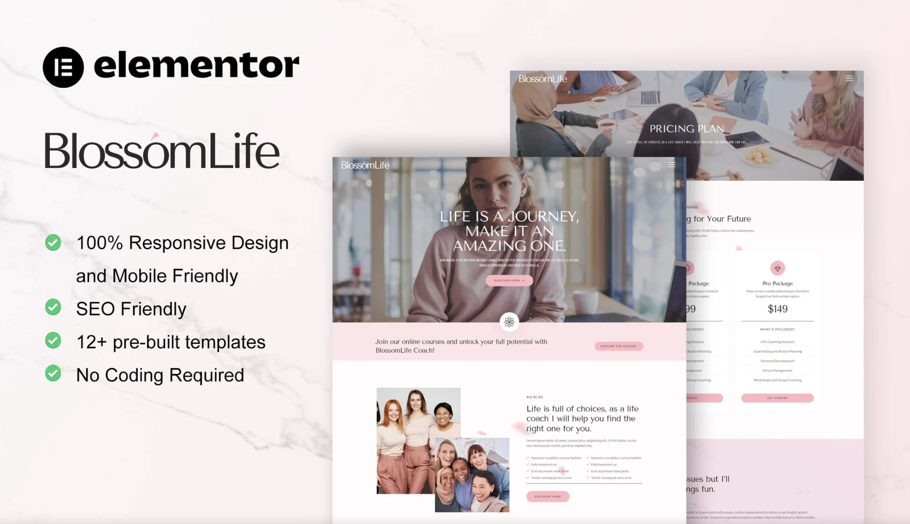BlossomLife - Woman Life Coach & Consulting Elementor Template Kit