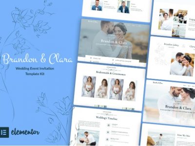 Brandon & Clara - Wedding Event Invitation Elementor Template Kit
