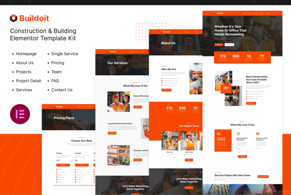 Buildoit  Construction & Building Elementor Template Kit