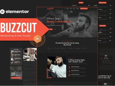Buzzcut - Barbershop & Hair Studio Elementor Pro Template Kit