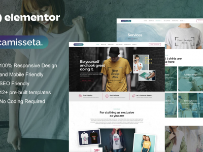 Camisetta - T Shirt Design & Printing Service Elementor Pro Template Kit