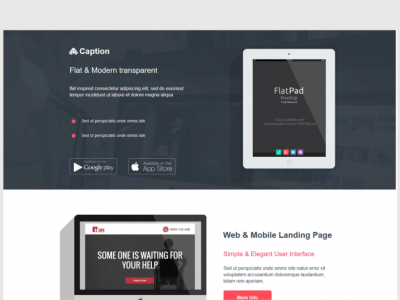 Caption Flat Startup Landing Page