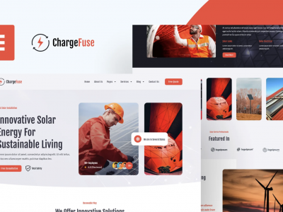 ChargeFuse - Solar Panel Installation & Maintenance Elementor Pro Template Kit