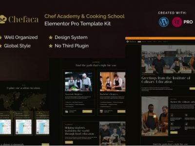 Chefaca - Chef Academy & Cooking School Elementor Pro Template Kit