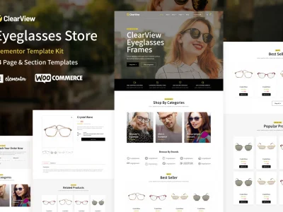 ClearView - Eyeglasses & Eyewear Store WooCommerce Elementor Template Kit