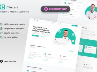 Clinicare - Elementor Template Kit Health & Medical Websites
