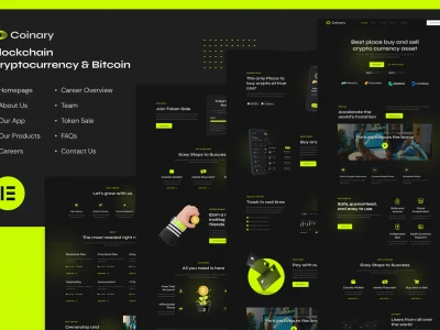 Coinary - Blockchain Cryptocurrency & Bitcoin Elementor Template Kit