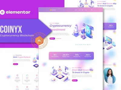 Coinyx - Cryptocurrency Blockchain & Bitcoin Elementor Template Kit