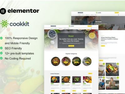 Cookkit - Food Recipe & Nutrition Service Elementor Pro Template Kit