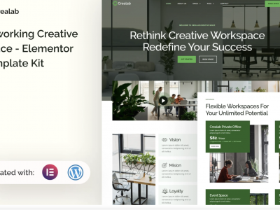 Crealab - Coworking Creative Space Elementor Template Kit