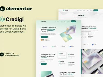 Credigi – Digital Bank & Credit Card Elementor Template Kit