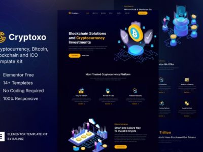 Cryptoxo – Cryptocurrency Blockchain & Bitcoin Elementor Template Kit