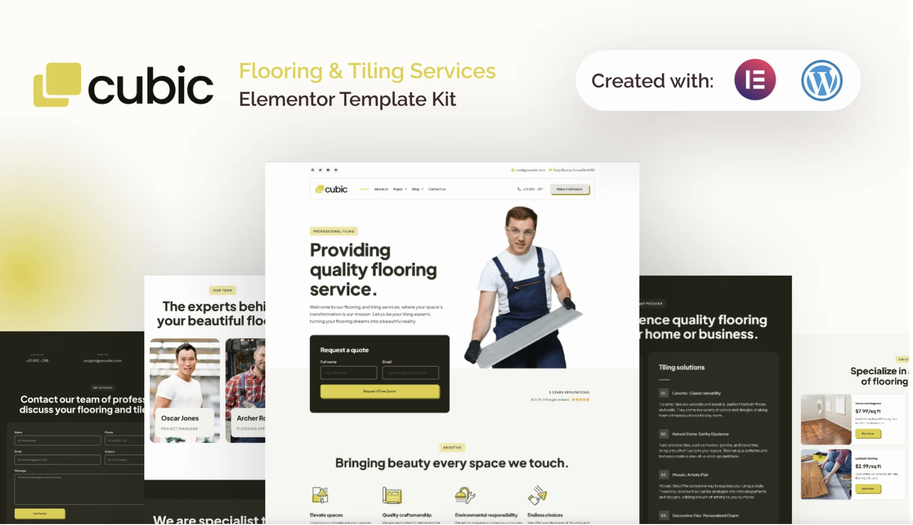 Cubic - Flooring & Tiling Services Elementor Pro Template Kit