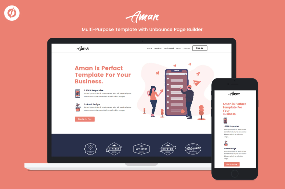 Aman — MultiPurpose Unbounce Landing Page Template