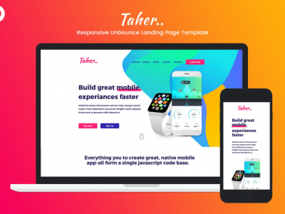 Taher – Responsive Unbounce Landing Page Template