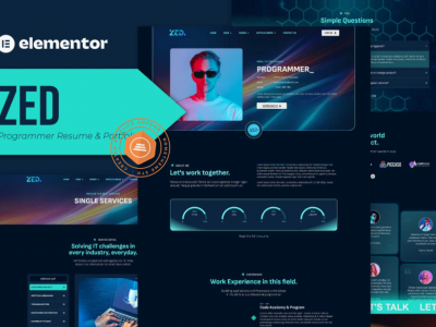 Zed - Programmer Resume & Portfolio Elementor Template Kit