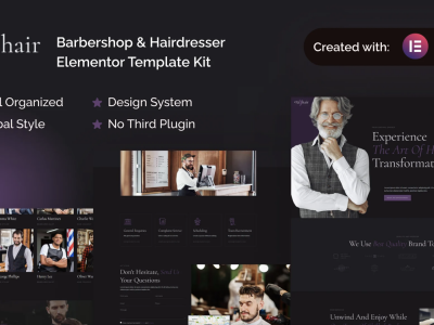 Cuthair - Barbershop & Hairdresser Elementor Pro Template Kit