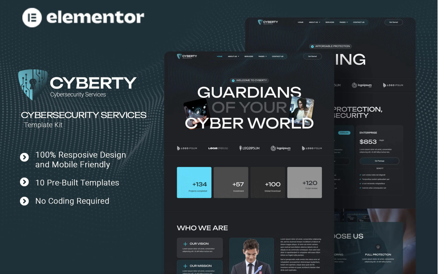 Cyberty - Cyber Security Service Elementor Template Kit