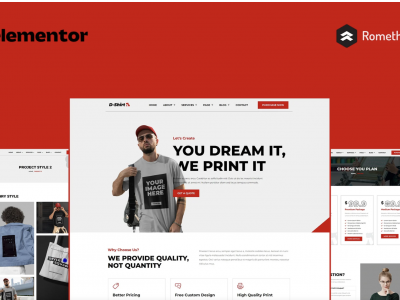D-Shirt - T Shirt Design & Printing Elementor Pro Full Site Template Kit