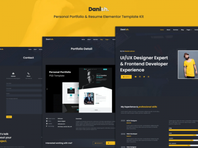 Danish - Personal Portfolio & Resume Elementor Template Kit