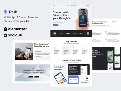 Dash - Mobile App & Startup Showcase Elementor Template Kit