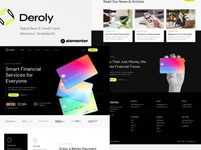 Deroly - Digital Bank & Credit Card Elementor Template Kit