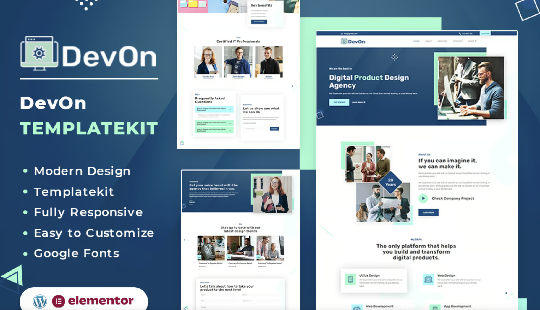 DevOn | Digital Product Design Agency Elementor Template Kit