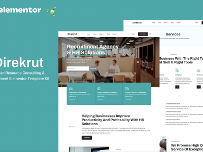 Direkrut - Human Resource Consulting and Recruitment Elementor Template Kit
