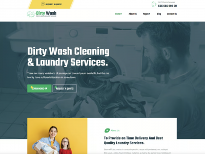 DirtyWash - Dry Cleaning & Laundry Service Elementor Template Kit